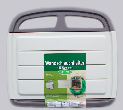 Wand - Schlauchhalter mit Stauraum