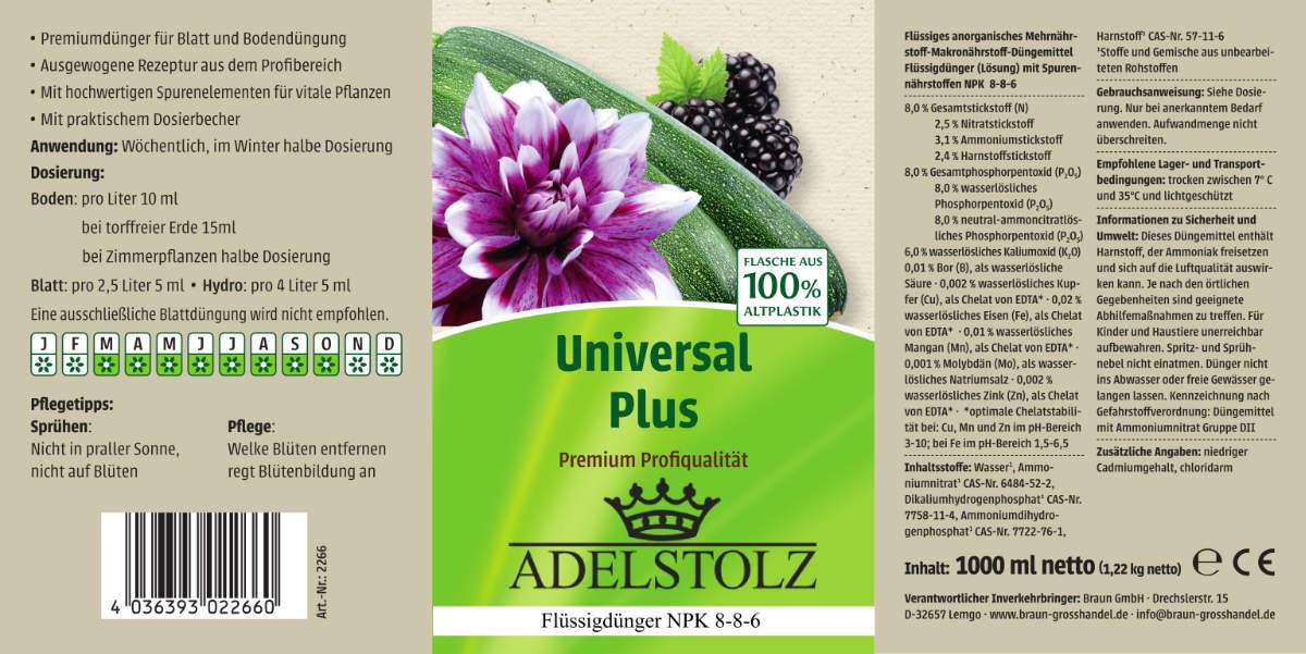 Cannabis, Hanfplanzen und Universal Plus Dnger von Adelstolz
